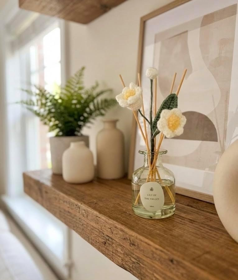 VANGIE Lily of The Valley Reed Diffuser for Home | Fresh Floral Scent | Elegant Glass Bottle with Handmade Flower | Long-Lasting, Vegan | Bedroom & Living Spaces - Image 6