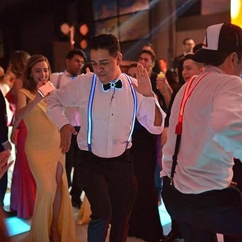 Leuchtende Herren-LED-Hosenträger und Fliege,LED-Leucht-Hosenträger,für Musik Festival,Halloween-Kostümparty,Rave-Party,Weihnachten,Neon-leuchtendes dunkle Party Supplies für Party deko (orange)