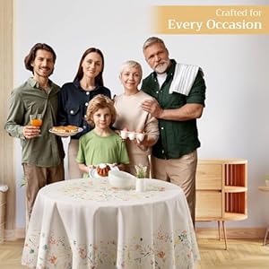 Maison d'Hermine Table Cloth Round Table 100% Cotton Tablecloth for Dining Room, Farmhouse, Home, Hotel, Parties & Wedding - Ideal for Easter Decorations Spring & Summer (Colmar, 63" Round) Maison dHermine Table Cloth Round Table 100 Cotton Tablecloth for Dining Room Farmhouse Home Hotel Parties Wedding Ideal for Easter Decorations Spring Summer Colmar 63 Round