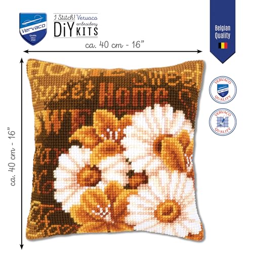 Image of Vervaco Cross Stitch Cushion Kit Modern Daisies 16 inch x 16 inch