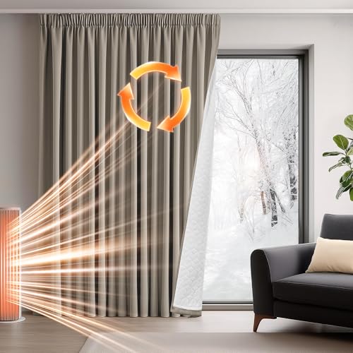 Deconovo Cortinas Opacas Blackout con Volantes, Cortinas Gruesas para Salón, Térmicas Aislantes, para Puertas, Divisorias de Habitación, 140×160 CM, Caqui, 1 Paneles
