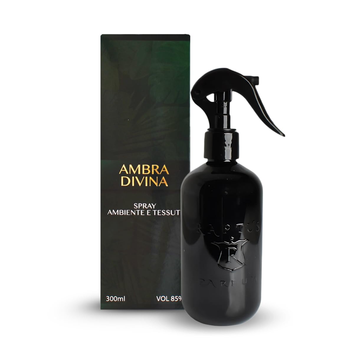 RAPTUS Ambra Divina Spray Ambiente e Tessuti 300ml – Profumazione Calda all’Ambra – Deodorante per Tessuti e Casa – Flacone Nero Elegante