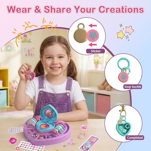 DIY Heart Locket Keychain Making Kit with Magic Zoom Beads, Gifts for Girls Ages 5 6 7 8 9 10, Toys for Girls Bag Charms Craft Set for Backpacks, Purses, Handbags, Valentines Party Favors Classroom - image 5