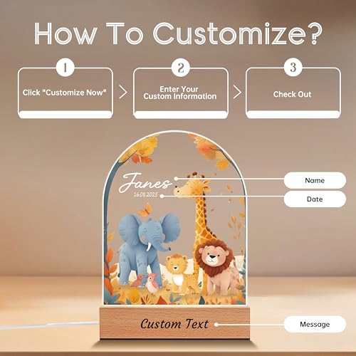 Lámpara de noche personalizada acrílica para bebé miniatura 4