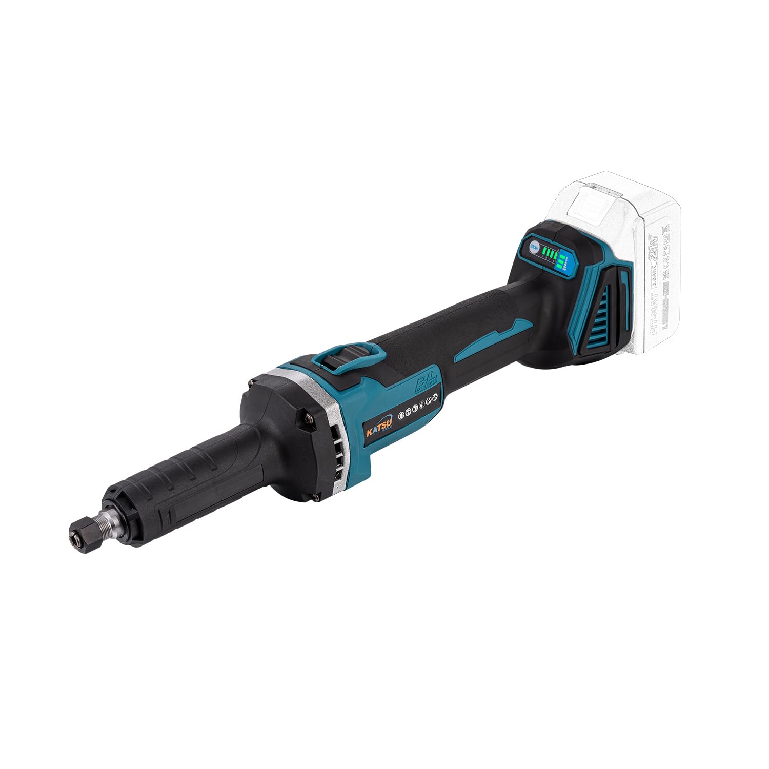 KATSU FIT-BAT 21V Brushless Smerigliatrice Assiale Smerigliatrice Dritta a Batteria con 6mm Mandrino e 4 Velocità Variabili, senza Batteria 102319