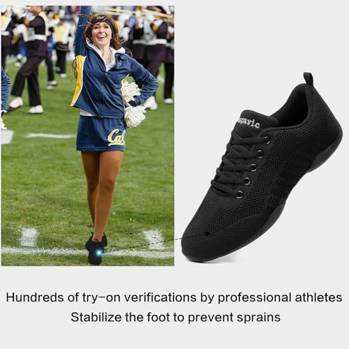 Image of Cheer Shoes for Youth Girls White Cheerleading Athletic Dance Shoes Tennis Sneakers for Competition Sport Training