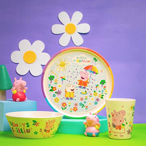 Image of Zak Designs Peppa Pig Kids Dinnerware Set 3 Pieces, Durable and Sustainable Melamine Bamboo Plate, Bowl, and Tumbler are Perfect For Dinner Time With Family (Peppa, Suzy, Zuzu)