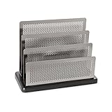 Rolodex Mini Sorter, Three Sections, Metal/Wood, 7.5 x 3.5 x 5.75 Inches, Black/Silver (E23572)