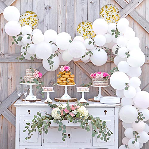 TUPARKA Balloon Arch Garland Kit,113PCS White Gold Confetti Balloons , Dot Glue Balloon Decorating Strip Tape ,Garland Making Accessories for Baby Shower Wedding Birthday Graduation Party Decorations