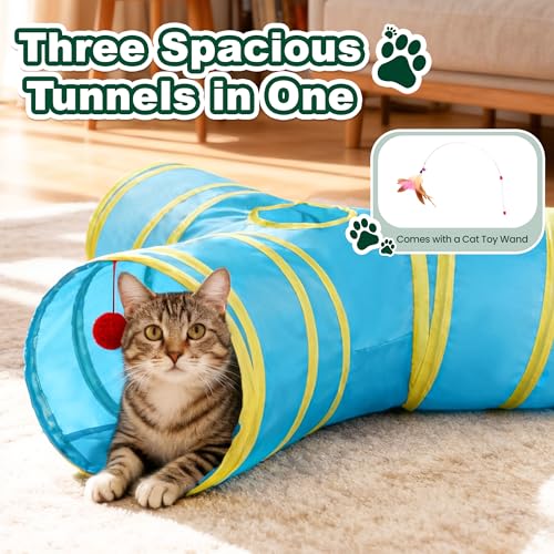 50% Off Love's Cabin 3-Way Cat Play Tunnel with Teaser Wand