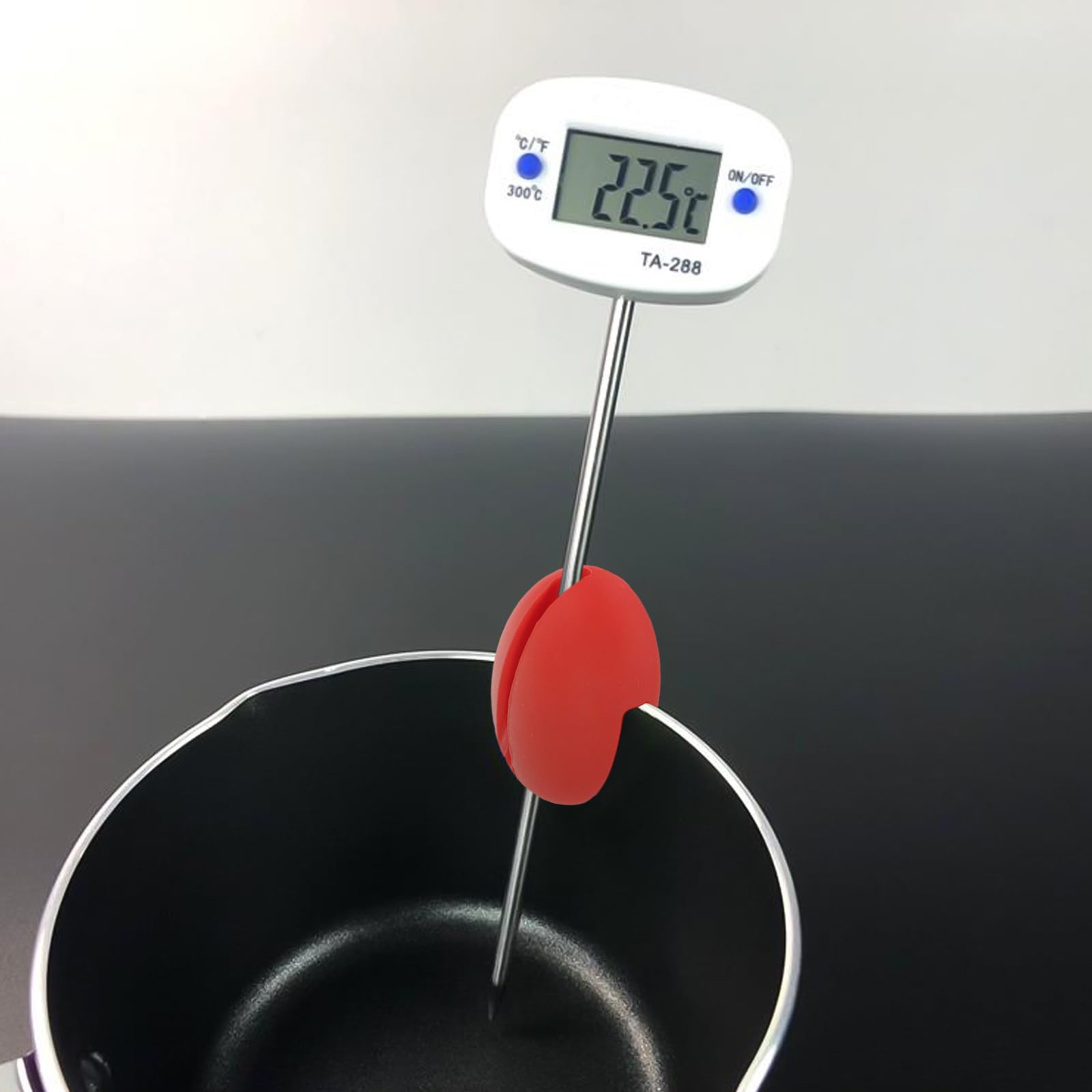 MAGICLULU Lot de 2 pinces en silicone pour thermomètre de casserole pour la fabrication de bonbons, friteuse, confiture, pince pour une mesure facile