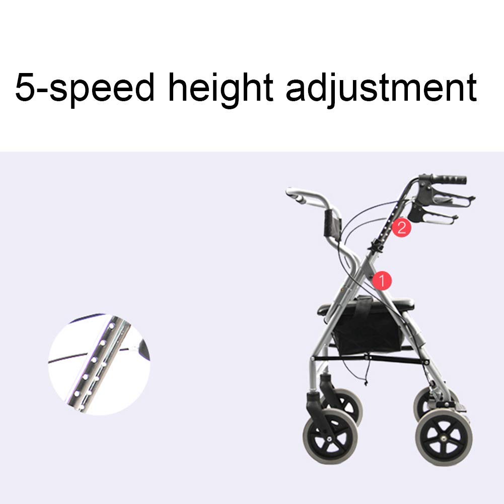 Telaio da Passeggio Leggero in Alluminio Pieghevole Walker Drive Carrello a 4 Ruote con Supporto per la Mobilità del Sollevatore per Le Gambe del Sedile