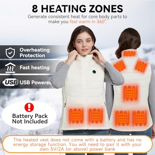 Image of KOVNLO Women's Heated Vest, (Battery Not Included) Smart Controller with Lights Out, Electric Heated Jackets