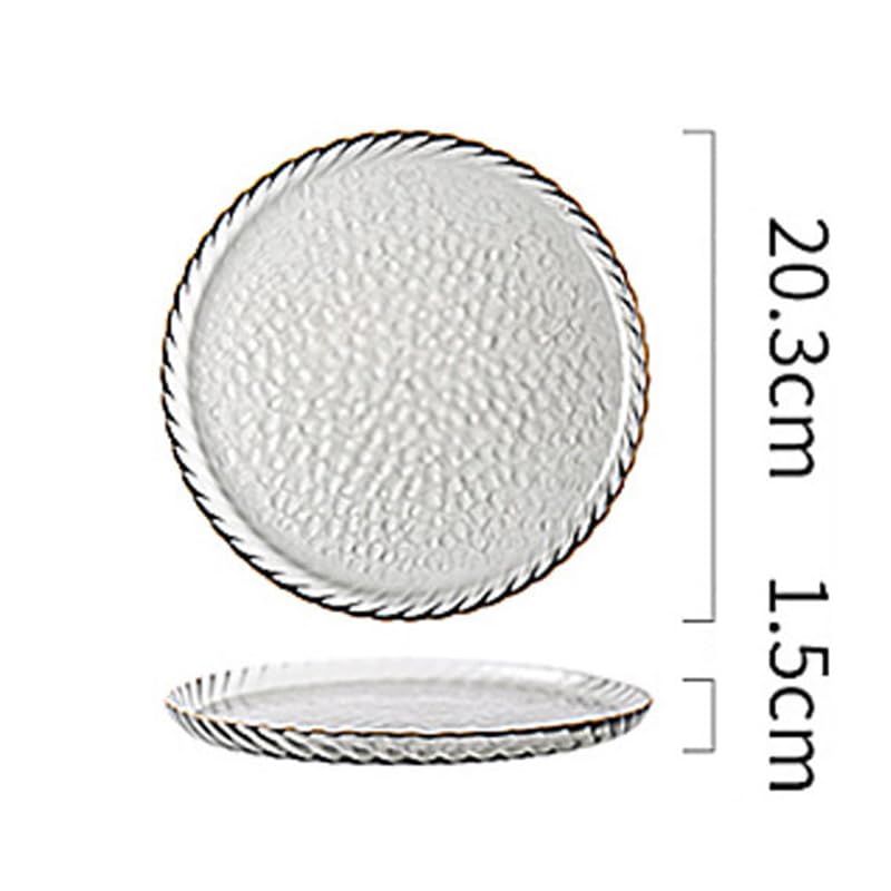 soulnioi Glass Cryctal Fruit Plate, Gold Inlay Snack Dessert Plate, Clear Serving Plate, Decorative Tray for Home Wedding Party - Grey - Image 2