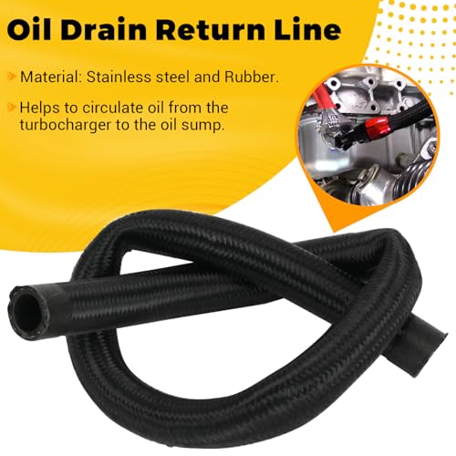 Turbocharger Oil Feed & Drain Return Line Kit for Most Oil Cool Turbo T3 T4 GT32 GT40 GT4088R GT4049R GT42R/RS GT4294R T66 T70 by SJDYYMX - Image 5