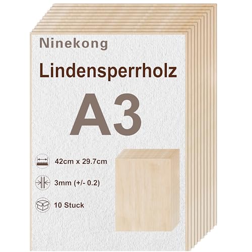 10 Stück Lindenholzplatte A3,sperrholzplatte 3mm,420x297mm Bastelbrett,Pappel-Sandwich, Lindensperrholz, geeignet zum Laserschneiden und Gravieren, Dekupiersäge, Brandmalerei, CNC-Fräsmaschine 10 Stück Lindenholzplatte A3,sperrholzplatte 3mm,420x297mm Bastelbrett,Pappel-Sandwich, Lindensperrholz, geeignet zum Laserschneiden und Gravieren, Dekupiersäge, Brandmalerei, CNC-Fräsmaschine