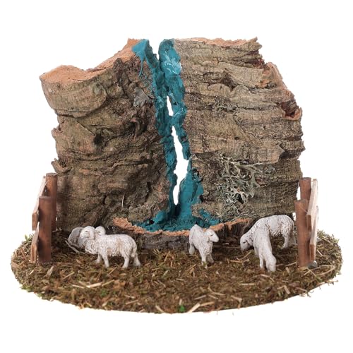  Holyart Recinto Gregge di Pecore presepe 8 cm con Cascata 10x15x15cm