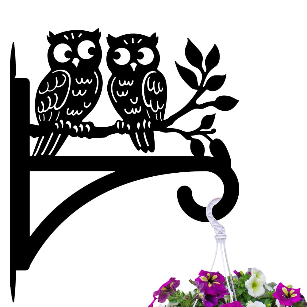 peacoblue Iron Plant Hangers Hooks Large 30x35.6cm for Outdoor Indoor  Hanging Plants Flower Fern Pots Lantern Bird Feeder Wind Chimes, Metal Wall  Holder for Porch Garden Farmhouse(Owl) : Amazon.co.uk: Garden