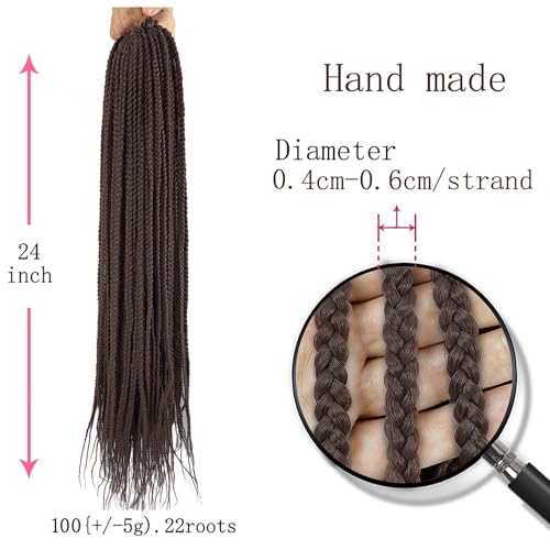 TAOYEMY Box Braids Crochet Hair Extensions 24 Inch 6 Packs, 22 Strands/Pack, Synthetic Braiding Hair for Women & Girls (4#, 24 inch) - Image 3