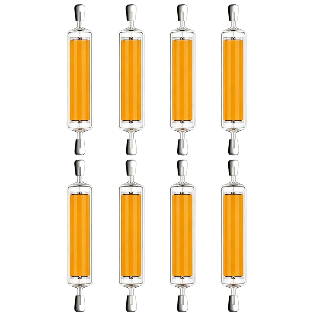 R7S COB LED Verre Ampoule 220V Dimmable J-Type 8PCS 118MM 20W Blanc Chaud
