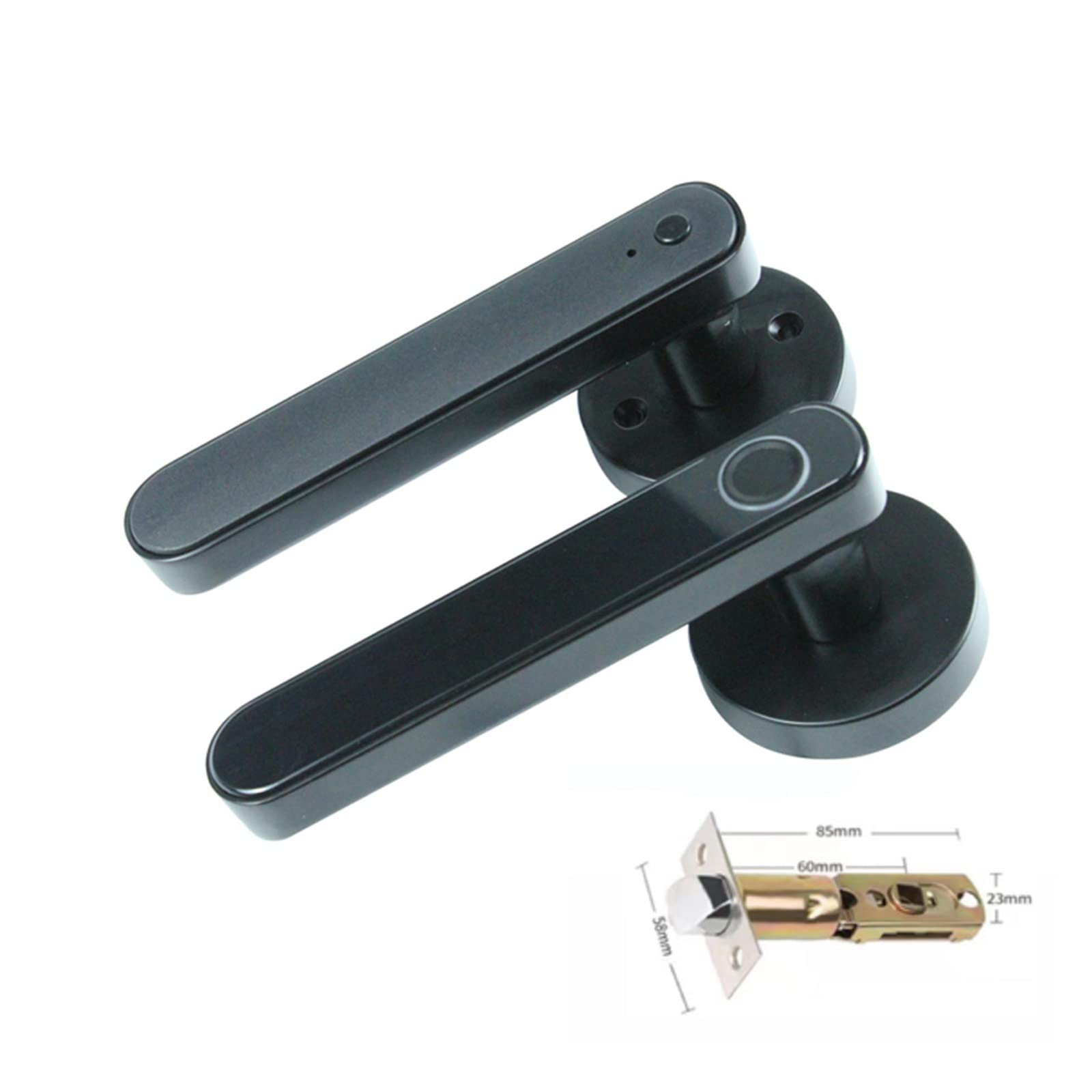 Front Door Lock Tuya Digital Electronic Smart Door Lock Biometric Fingerprint Handle Keyless Password Home(Black and Gateway)