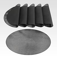 Lot De 6 Sets De Table Ronds Tressés En Plastique Polypropylène (gris