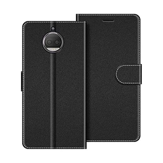 COODIO fodral till Motorola Moto G5S Plus, magnetiskt flip-fodral telefonfodral kompatibel med Motorola Moto G5S Plus mobilfodral, Svart