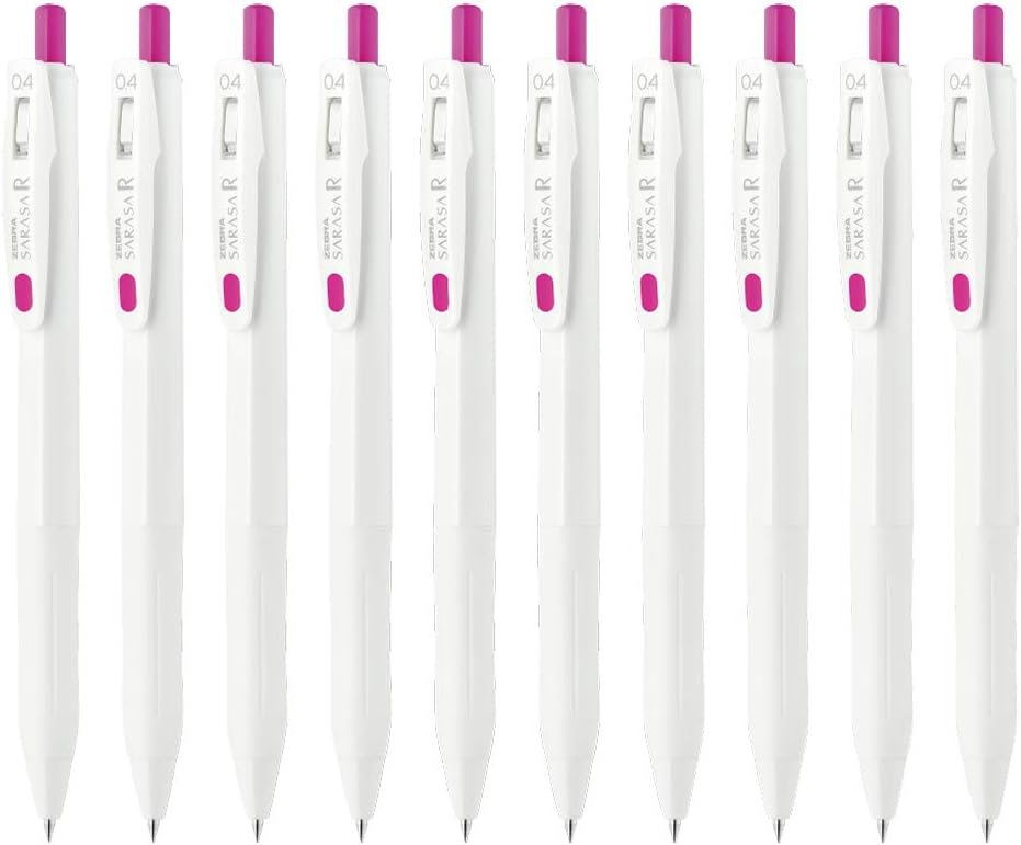 Zebra B-JJS29-R1-MZ Sarasa R 0.4mm Magenta Gel Ballpoint Pen (10 Count)