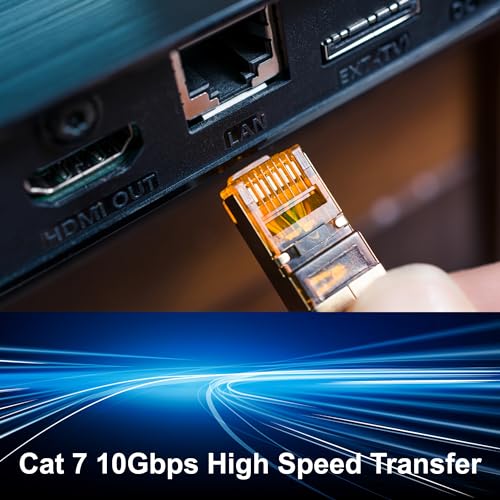 KamKorda Cat 7 Flat Ethernet Cable 1m, High Speed 10Gbps 600MHz LAN Cable, RJ45 Network Cable for Router Modem, Gaming - Image 3
