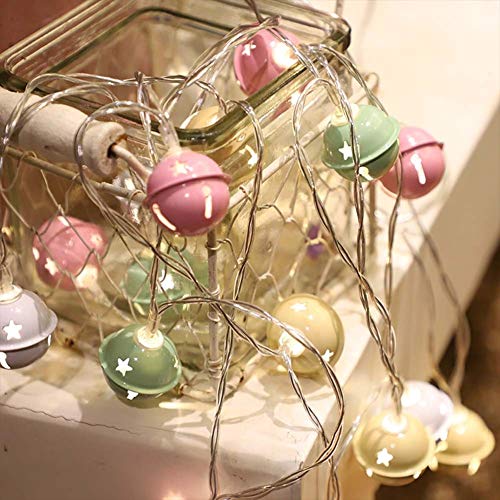 Preisvergleich Produktbild Fee Lampe String Lichterkette LED Party Gartenhauslampe, Grillplatz, Küche, Schlafzimmer Weihnachtsbaum Bell (einfügen) A-String licht (Farbe : 9.8FT 20LED Color)