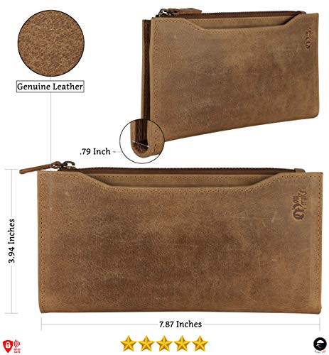 Mou Meraki Genuine Leather RFID Blocking Long Wallet – Vintage Bifold for Men4