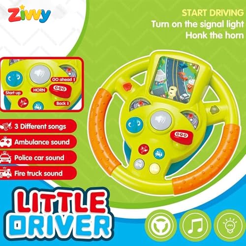 Image of Steering Wheel Toy for Kids | Realistic Car Driving Simulator with Lights, Sounds & Music | Automatic Steering Wheel Toy for Boys & Girls | Fun & Educational Pretend Play Toy for Toddlers (ZVYSW01)