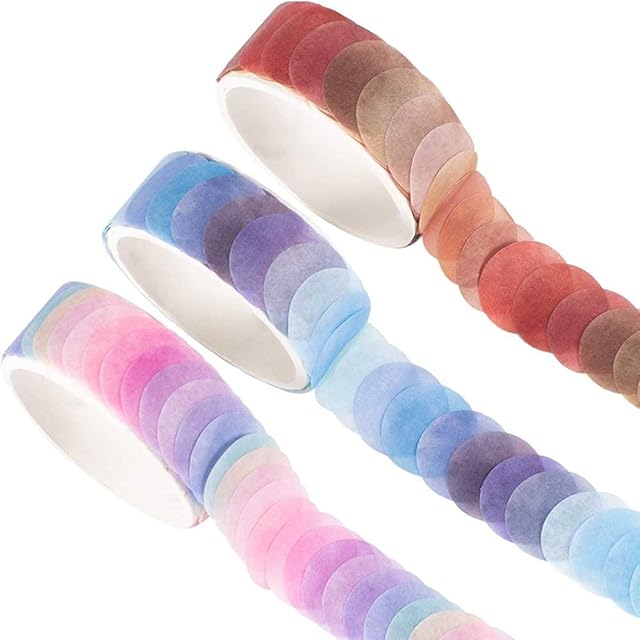 YUBX Fruits Candy 9/16" Dot Washi Tape Set Round Stickers 300 Dots of 3 Rolls for Journal Planner Scrapbooking (Crystal Candy)