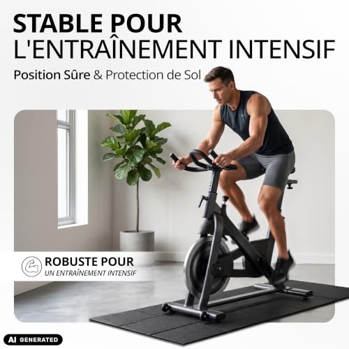 bemaxx Tapis de Protection de Sol Fitness PVC - pour Appareils de Fitness Équipements Sportifs Tapis de Course Vélo d’Intérieur Antidérapant, pour Home Gym Sport Workout, Pliable Noir 200x90cm – vue 9