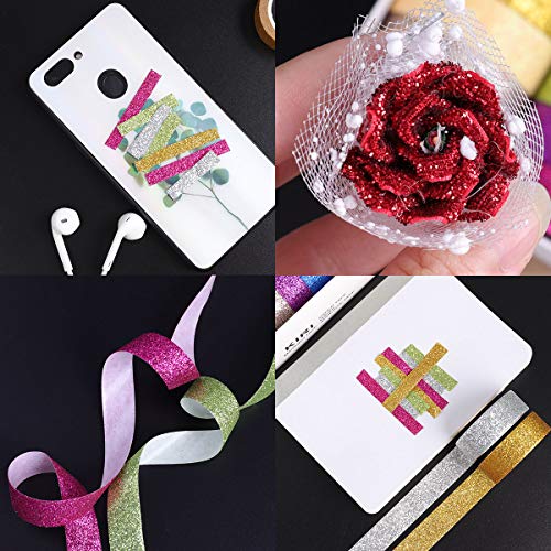 Diy Glitter Washi Tape Set - 12 Rolls Colored Masking Tape, Sparkle Decorative Tape For Art, Scrapbook Tape,Decor & Crafts (Dark) #TOP3