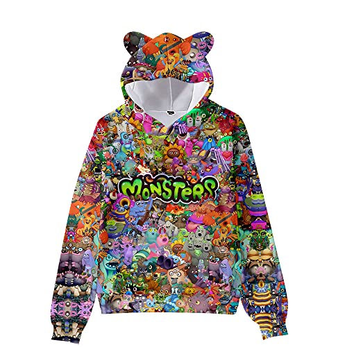 LBYSW Monsters Hoodie for Boys and Girls My Monsters ing 3D Figure Printed sweatshirt for Fans Gift (12 130CM 7 Years 8 Years)