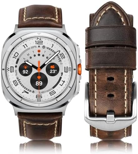Band for Samsung Galaxy Watch 7 Ultra 47mm,No Gap Leather Bands Compatible with Galaxy Watch Ultra 47mm(2024) for Men Bands Strap