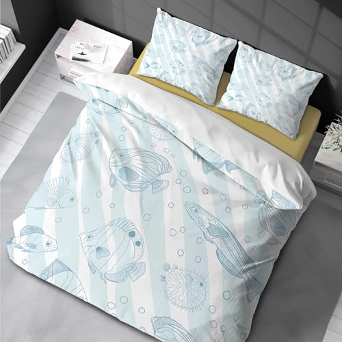 Parure de lit anti-transpiration Sea World poisson lit 1 place - 2