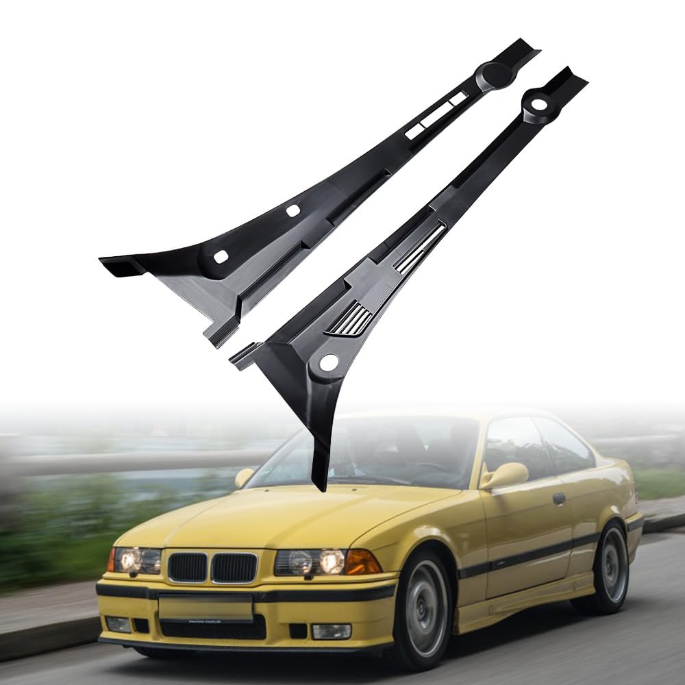 amopacorp Left & Right Black Windshield Wiper Cowl Covers Compatible with 1990-2000 BMW 3 Series E36 318ti 318i 328i M3 325i 318is 325is Replacement 51711960843 51711960844