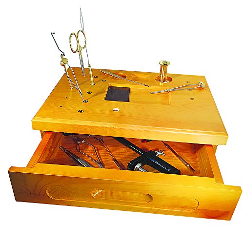 Creative Angler Wooden Fly Tying Station with Super AA Vise, Fly Fishing Tool Organizer Caddy, Materials Tray Holder for Tying Flies