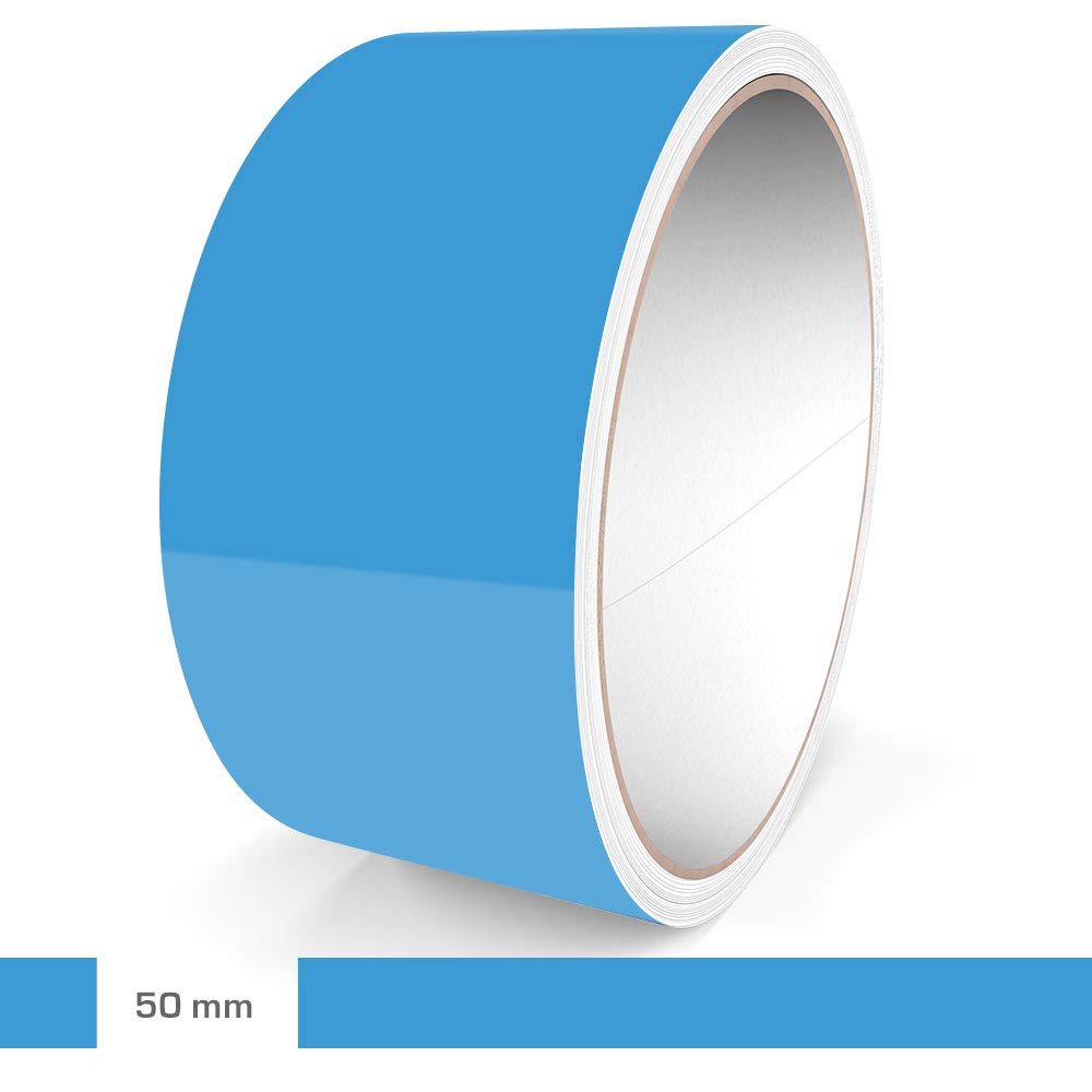 MotokingDecorative Stripe, Light Blue Glossy, 50 mm Width, 10 m Length, Sticker Foil Car Boat Motorbike Motorhome Caravan