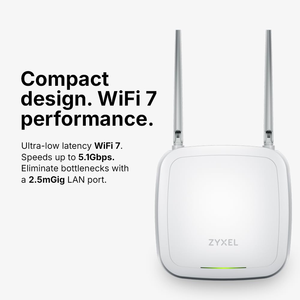 Zyxel WiFi 7 BE5100 Punto de Acceso Inalámbrico | Instalación en Escritorio | 4 Flujos Doble Radio | con Adaptador de Corriente y Cable Ethernet | Gestión en Aplicación, Nube o Independiente [NWA30BE]