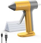 Tilswall 4V Gun à colle, sans fil à colle chaude avec rapide 30s Préchauffer, 2000mAh Type-C rechargeable, et 20 Sticks de colle, Buse anti-goutte, fermeture automatique, idéal pour l'artisanat - Orange