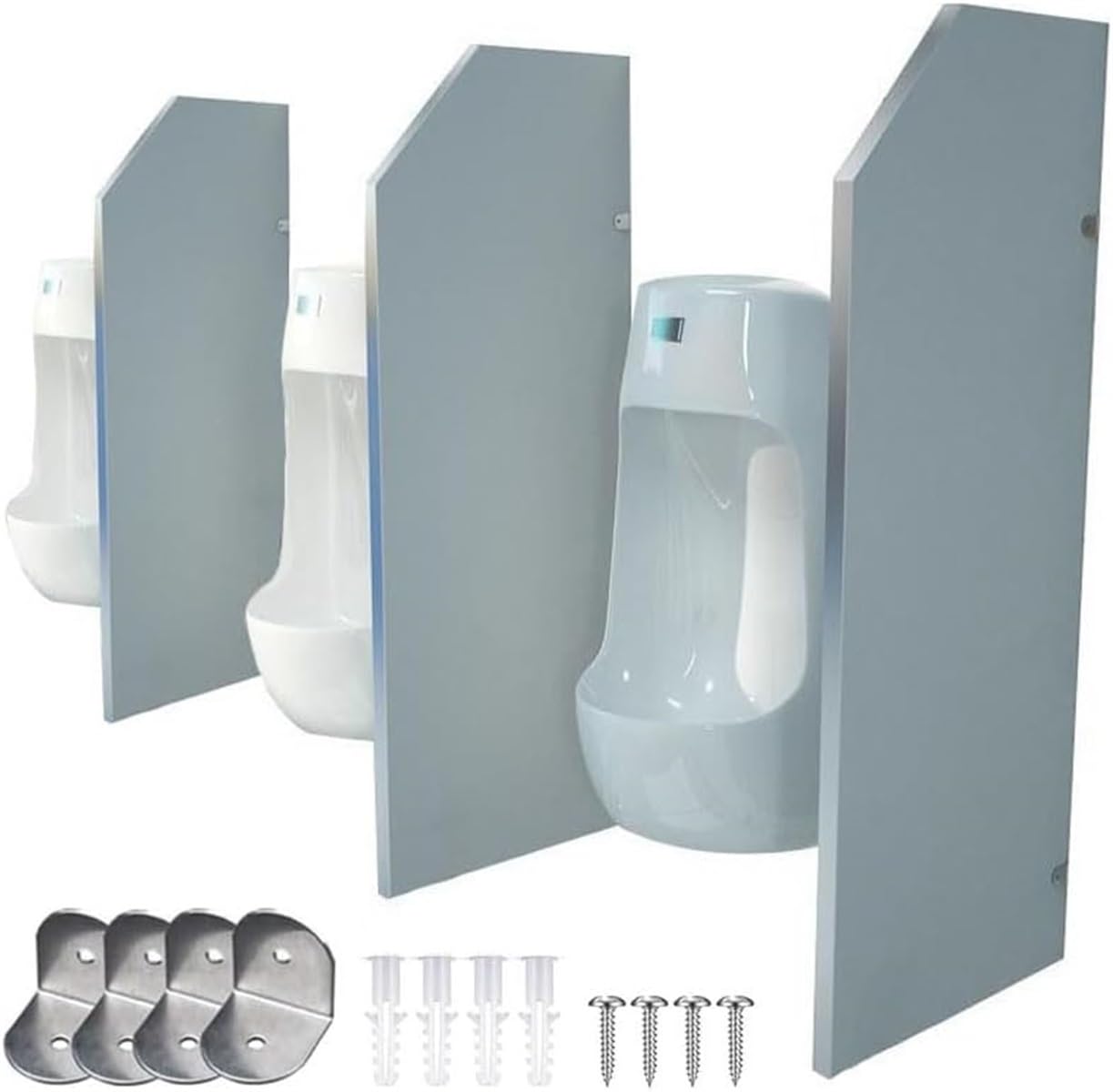 Cloison d'urinoir en verre trempé et bois hydrofuge pour séparation de toilette
