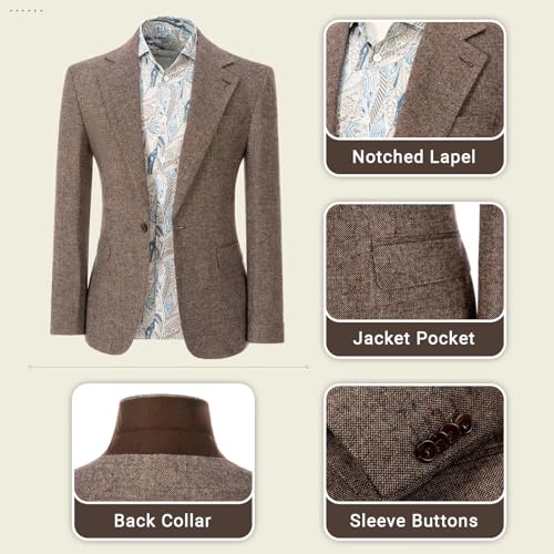 Retro 2 Piece Tweed Men's Suits Slim Fit Groom Vintage Tuxedos Set Prom Woolen Fabric Blazer Custom Jacket Pants2