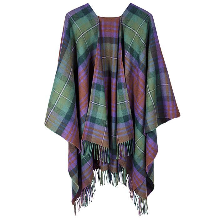 100% Lambswool Serape Cape - Made in Scotland - 140x180cm - Wool - Various Scottish Tartans - Women's Poncho