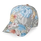 ZLYC Women Fashion Floral Print Baseball Cap Hawaiian Adjustable Snapback Dad Hat (Light Blue)