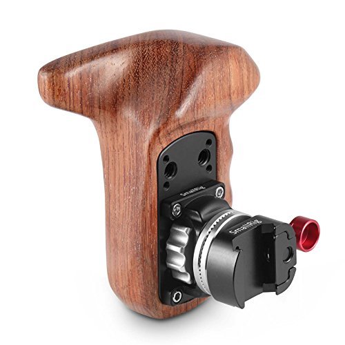 Image of SMALLRIG Left Side Rosette NATO Wooden Handle Wood Handgrip for Hand-held Shooting, with Quick Release NATO Clamp, for Camera Cage Rig C 2118