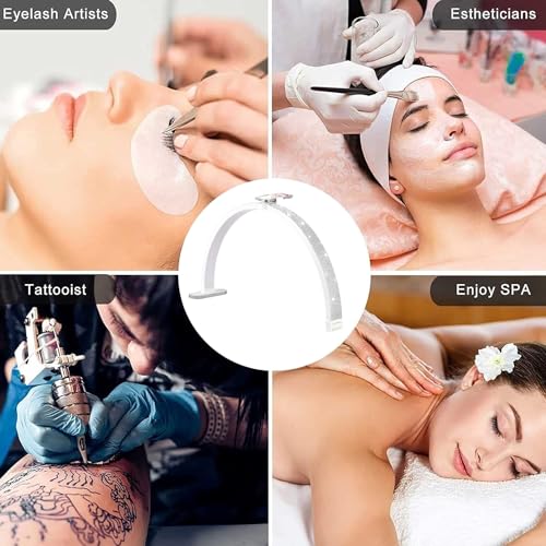 Half Moon Light with Phone Holder, 30" Half Moon Lamp, 40W LED Lash Light for Eyelash Extensions, Makeup, Tattoo, Spa, Desk Lamp for Nail Tech (White)