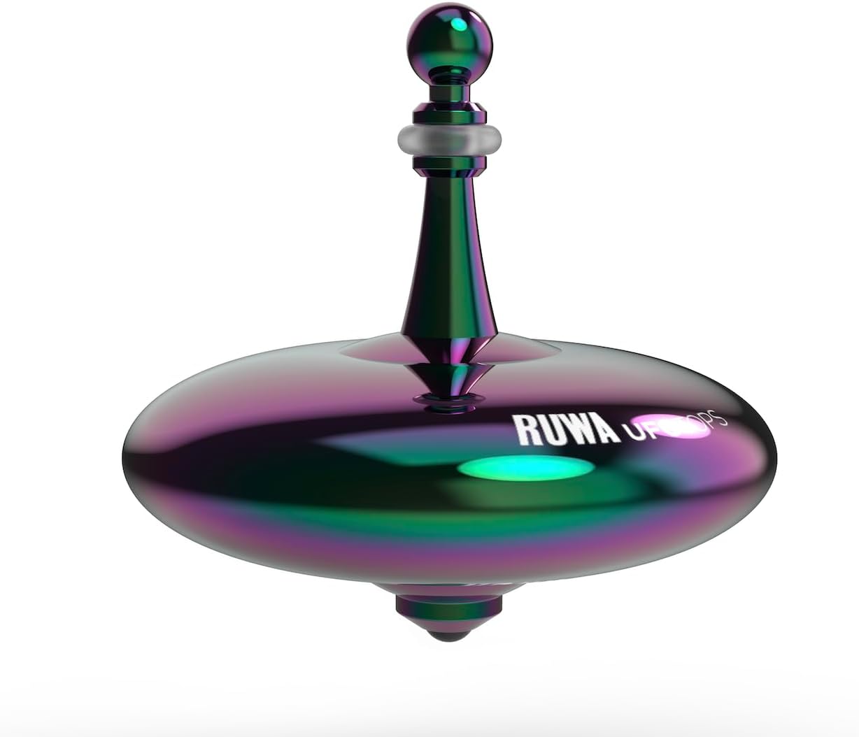 UFO Tops Ruwa - Metal Spinning Fidget Toy Top - Inspired by The 1994 USS Ruwa, Zimbabwe UFO Incident - Psychedelic Stainless Steel